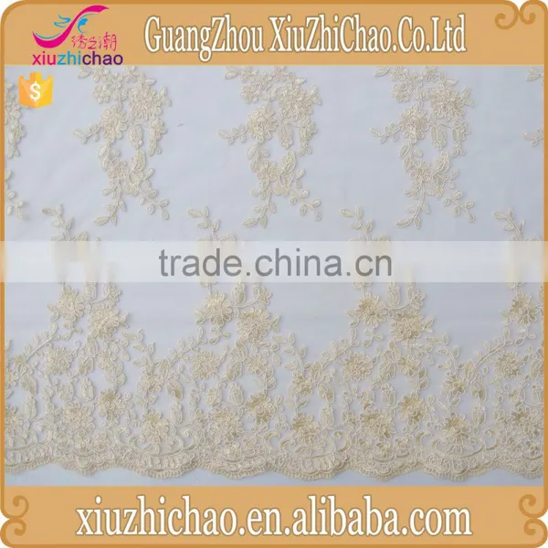 M0089(5.0)Fashion Designs Women's Dress Fabric 100% Polyester Gold Embroidered 135cm New York Wholesale Fabric Lace photo-2