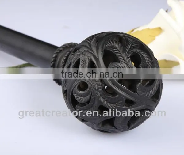 High End Curtain Rods With Decorative Open Work Ball Curtain Finials photo-2