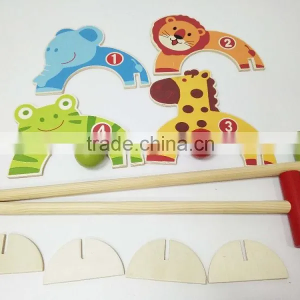 2 Player Aniaml Indoor Wooden Croquet Set for Kids photo-2