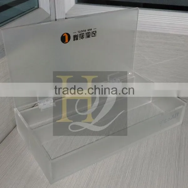 Wholesale Rectangle Frost Acrylic Cosmetic Display Box With Hinged Cover photo-4