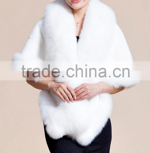 Lady's Real Mink Fur With Fox Fur Coat Mink Fur Coat Poncho / Shawl / Coats