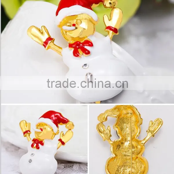 Hooray Red Hat Snowman Gold Plated X'mas Brooch photo-6