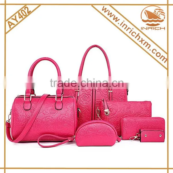 China Wholesale Handbags 2016 Woman Fashion 6 Pieces Leather Handbag Set photo-2