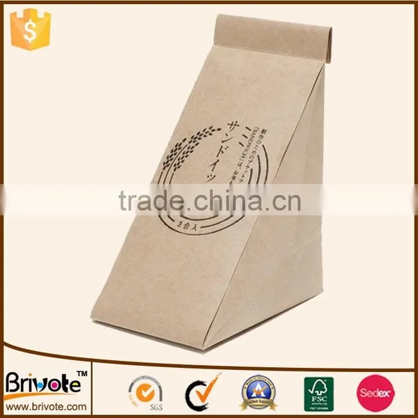 Recycled Brown Kraft Paper Food Box OEM Triangle Sandwich/cake Box photo-3