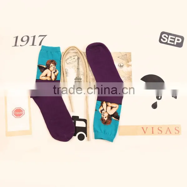 Retro Art Paintings Male and Female Tube Socks Personality Cotton Socks Factory Wholesale photo-6