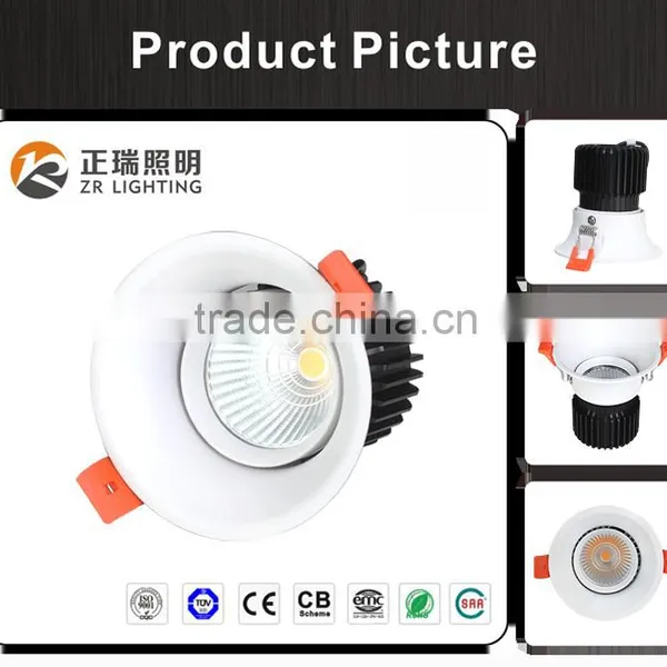Adjustable and Dimmable Led 12W COB Potlight Warm White Cool White Pure White 12W Spotlight