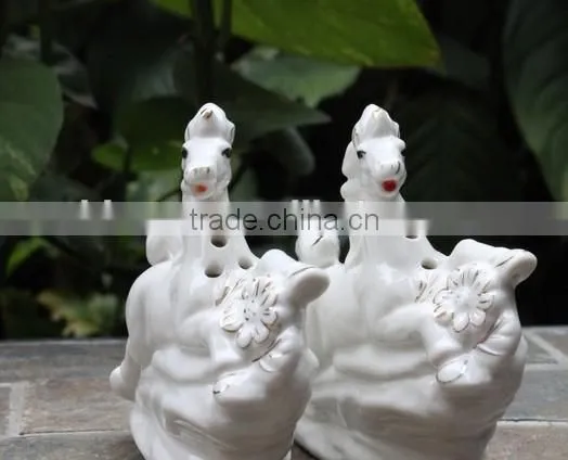Ceramic White Horse Salt & Pepper Shaker Set photo-2