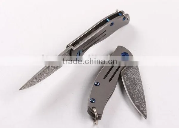 OEM Titanium Alloy Handle Material and Damascus Blade Material Folding Knife photo-4