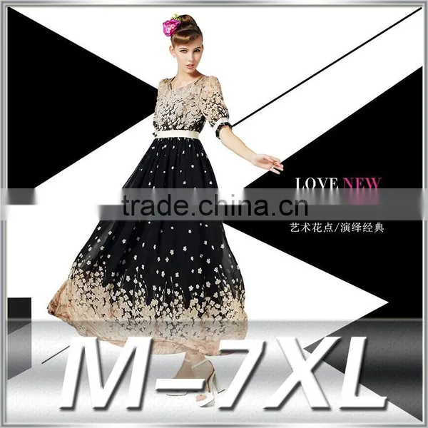 Printed Chiffon L Dress Sleeve T-shirt Plus Size Dress Skirt of Bohemia