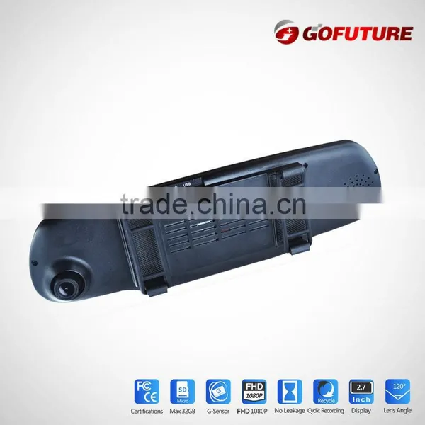Full HD 1080p G-sensor CE, ROHS, FCC,KCC Certificates AV-out WDR Motion Detect Rearview Mirror Car Driving Video Recorder photo-3