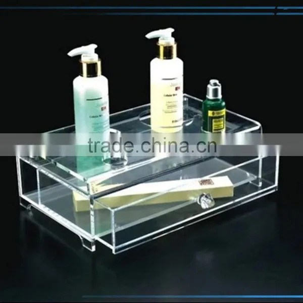 Custom Acrylic Cosmeic Organizer, Lucite Clear Cosmetic Display Stands With Logo Printing, Transparent Cosmetic Display Holder photo-3