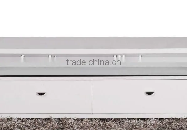 Small Modern TV Stand in High Gloss Finish With Two Drawers