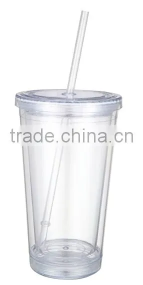 Double Wall Insulated Plastic Tumblers With Straw and Lid photo-2