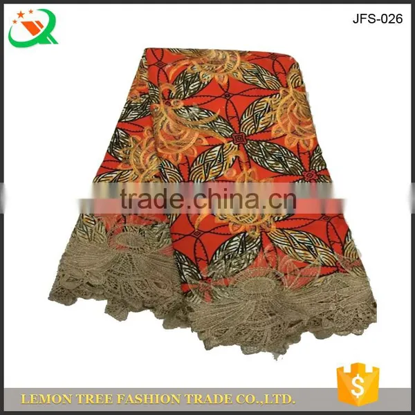Fancy Guipure Lace Dress Fabric Mix Printed Super Wax Embroidery Wax Lace Fabric