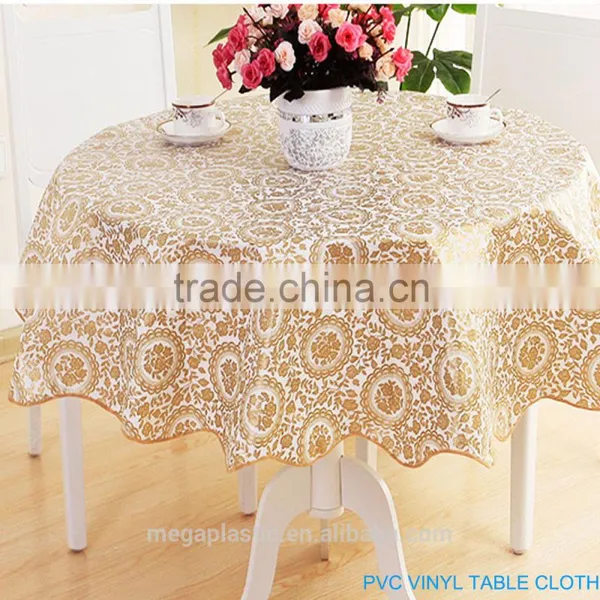 2016 Fashion New Style 100%polyester Round Jacquard Durable Pvc Eco-friendly Printed Tablecloth photo-5