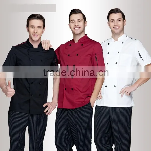 Unisex Long and Short Sleeve Coat Catering Jackets White Chef Uniforms