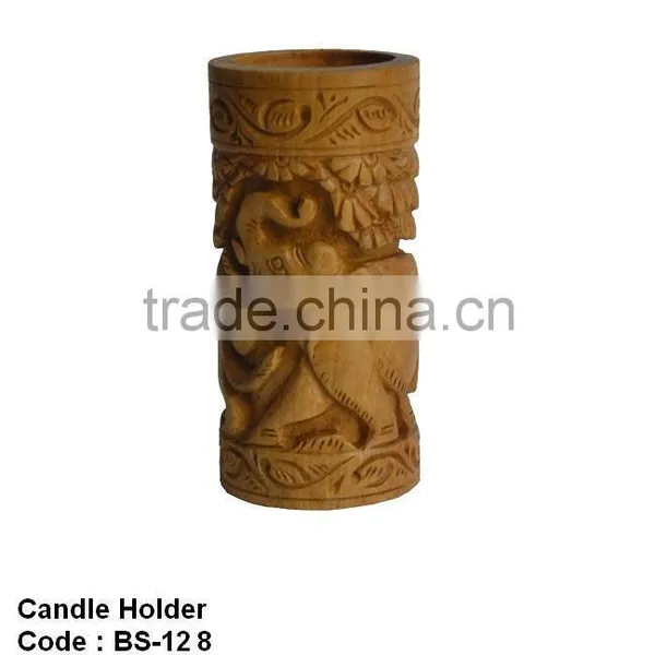 Wooden Carved Tea Light Holder