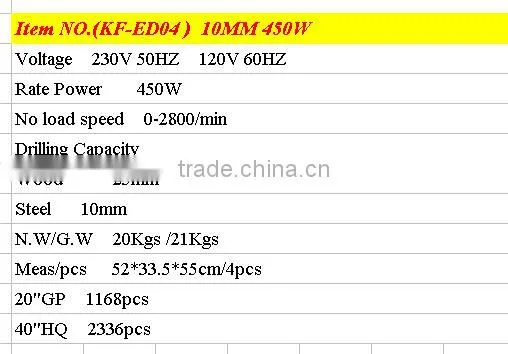 POWER TOOLS 10MM 450W HOT SELLING FAMILY ITEM HIGH QUALITY ELECTRIC DRILL FOR HOME USE photo-5