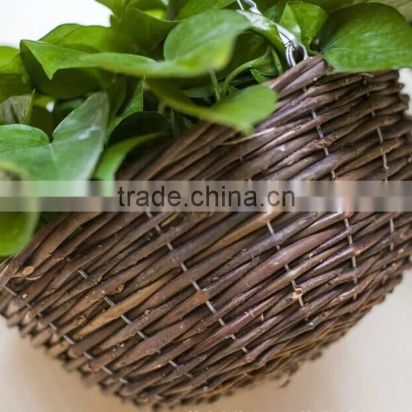 100%Handmade Wicker Wall Hanging Plant Basket Wicker Flower Hanging Basket photo-4