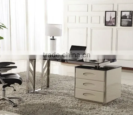 Stainless steel Glass top Modern computer desks LH-257F