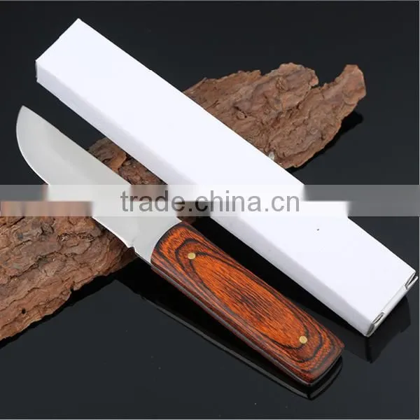 Wood Handle Multi Purpose Outdoor Survival Knife, Straight Edge Fruit Knife photo-3