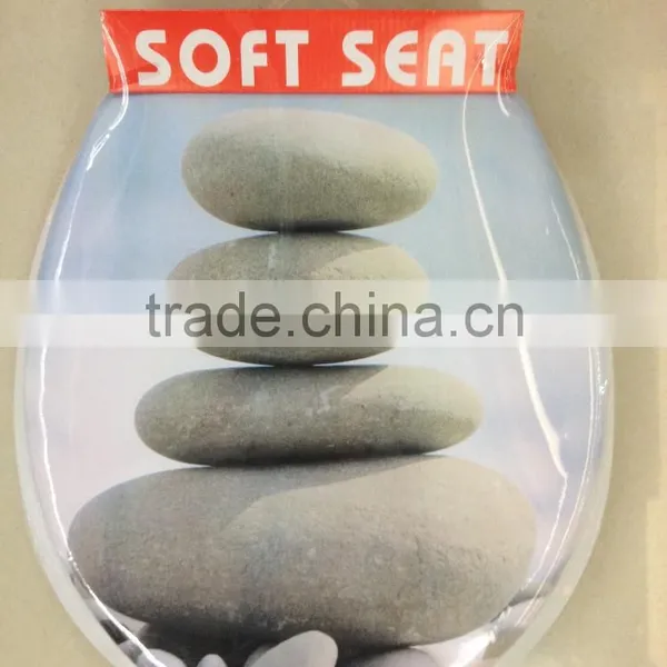 Printed Color PVC Adult Soft Toilet Seats / WC Seat Flowery Color Soft Toilet Seat Lid photo-2