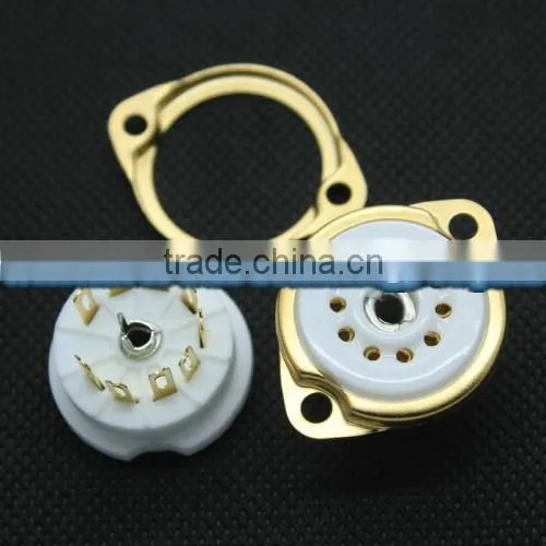 YXS Electron Tube Socket Ceramic Small 9 Feet Socket GZC9-F-G Gold-plated Feet