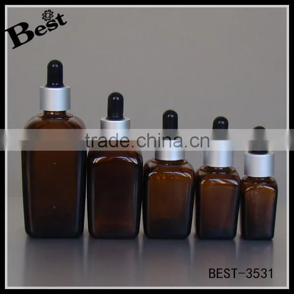All Size Square Amber Essential Oil Glass Bottle Dropper Cap Essential Oil Bottle Glass Dropper photo-3