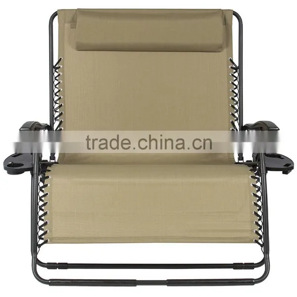Outdoor 2 Person Double Wide Beige Folding Zero Gravity Chair photo-2