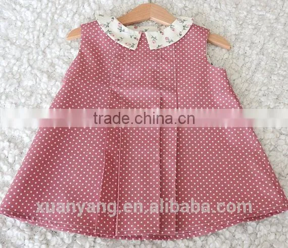 Top Fashion Lovely Polka Dot Lace Trim Collar Smocked Western Style 1-6 Years Old Little Girl Princess Dresses photo-2