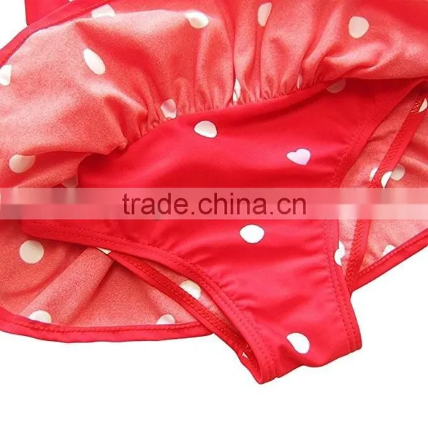 Baby Girl Red Swimsuit Polka Dot Beachwear Match Headband Wholesale photo-4