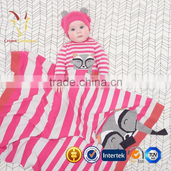 Super Soft Luxury Knitted Cashmere Throw Blanket With Fox Pattern photo-5