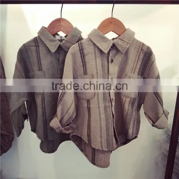 Baby Shirt 2-7 Years 2017 New Wholesale Cotton Autumn Plaid Kids Shirts