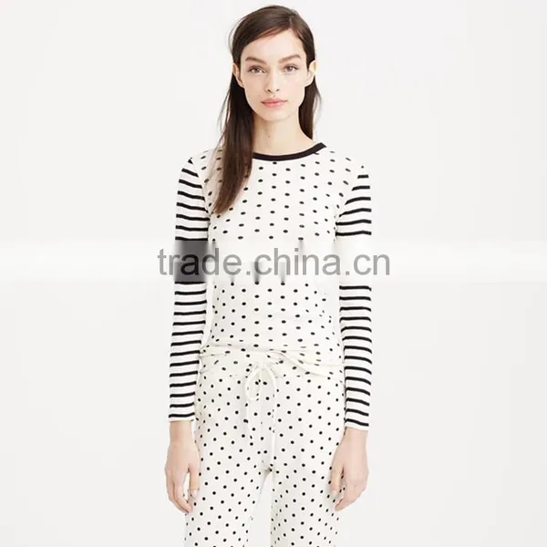 Long Sleeve Mix Crewneck Tee Lover Pajama Set
