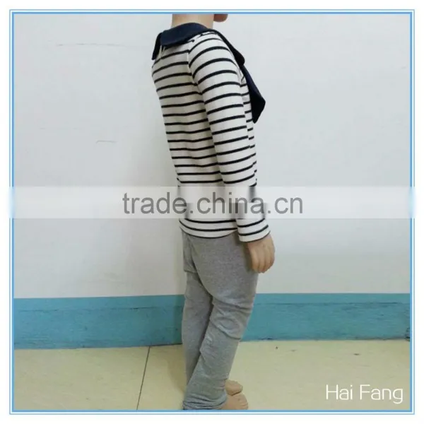 OEM Custom Children Girls Long Sleeve T Shirt, Cotton Bowknot Round Collar T Shirt, Stripe T Shirt photo-4
