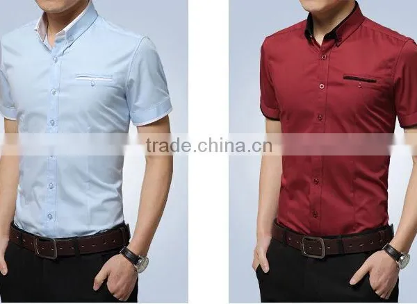 Wholesale Walson D46513a 2015 Fashion Mens Shirts Summer Plain Dress Shirts for Men's Apparel photo-2
