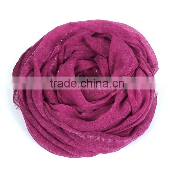 Polyester Scarves & Wraps Rectangle Silver Fuchsia Sequins Fabric Wholesale Scarf photo-3
