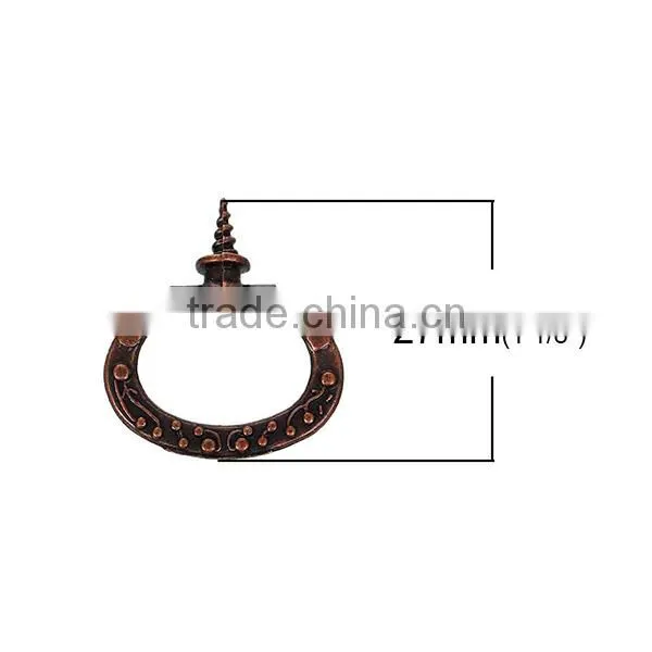Zinc Based Alloy Oval Antique Copper Pattern Carved Jewelry Wooden Box Pull Handle Knobs photo-2