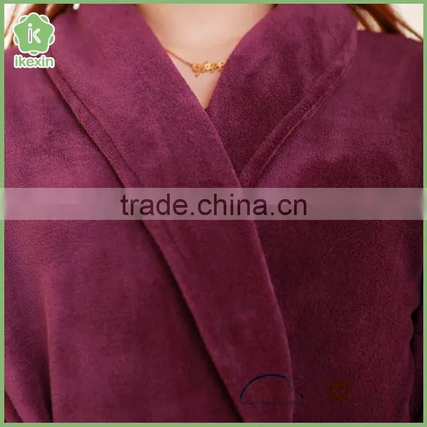 Plain Dyed Coral Fleece Homewear Sexy Lady Bathrobe photo-6