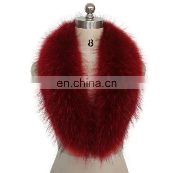 White and Black Genuine Raccoon Fur Collar for Collar photo-3