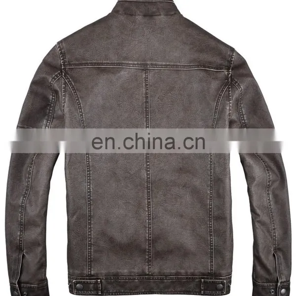 2015 Lastest Fashion Mens Hot Selling Garment Dye Leather Jacket photo-3