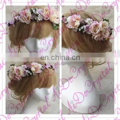 Aidocrystal Fashion Artificial Flower Crown, Wedding Bridal Fascinators, Women Hair Accessories photo-2