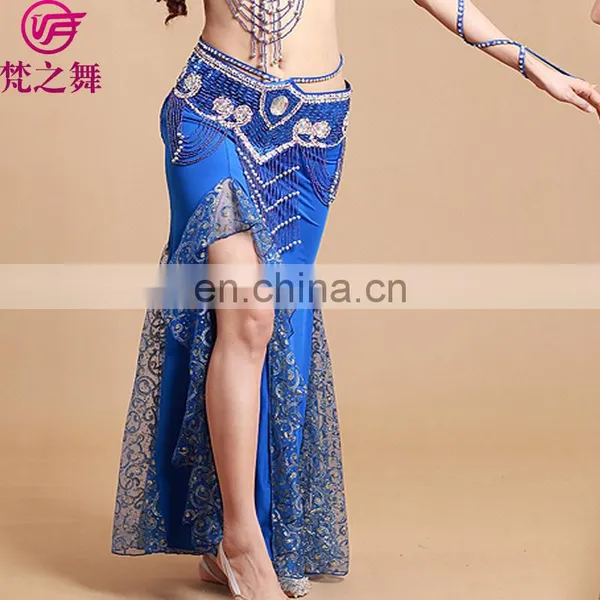 Q-6036# High Lace and Milk Silk Long Sexy Belly Dance Dress for Sale photo-3