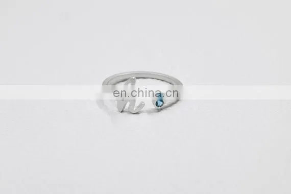 Fashion Wholesale Cute Gold/silver Plated Initial Alphabet Letter Rings With Stones photo-2