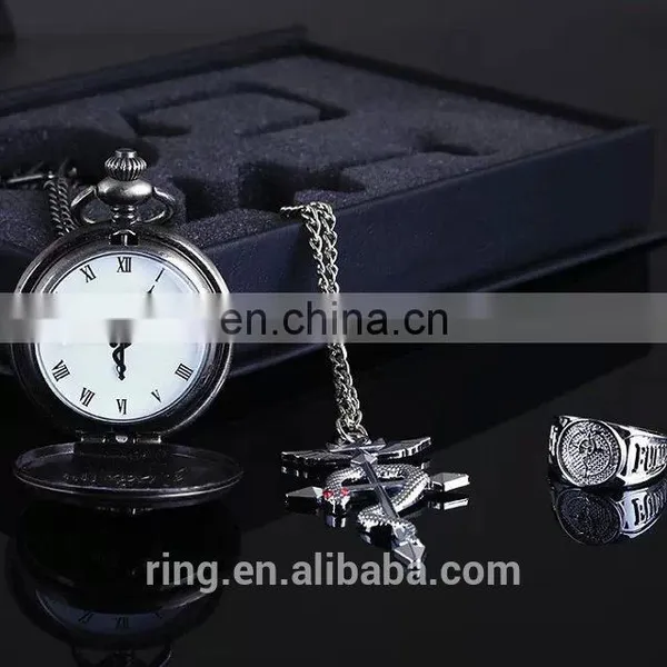 Game Fullmetal Alchemist Classic Pocketwatch Necklace Rings Antique Pocket Watches Quartz Pocket Watch photo-3