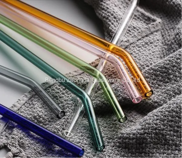 Recyclable Clear & Colored Customization 8mmx200mm Custom Logo Glass Drinking Straw Custom Glass Straw photo-3