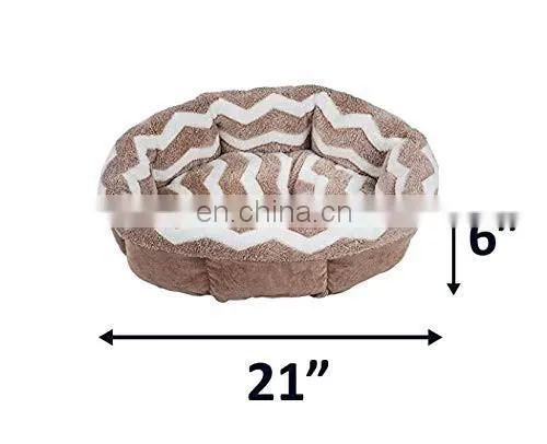High Quality Round Pet Bed Soft Plush Fabric Dog Bed Washable Warming Bed for Pets photo-6