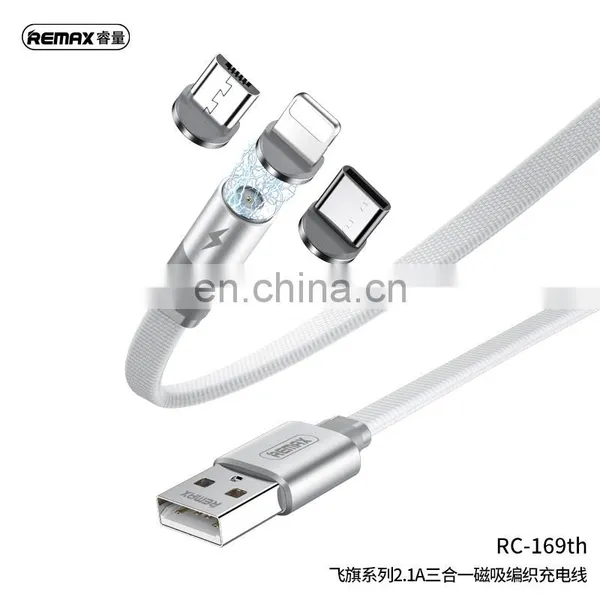 Remax Flag Series RC-169th 1M 360 Degree Charger Usb Type-C Braided 3 In 1 Magnetic Charging Cable for Iphone photo-4