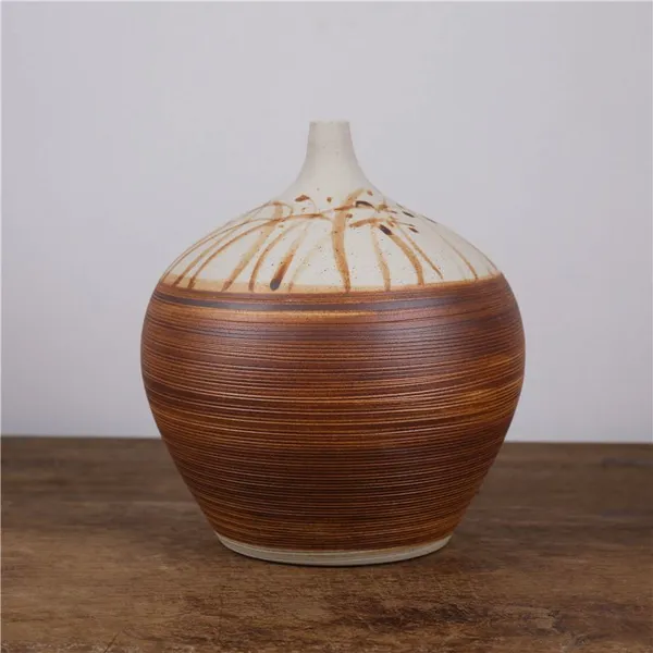 Artistic Jingdezhen Hand Made Paint Modern Simple Style Brown Ceramic Vase For Indoor Decor photo-4