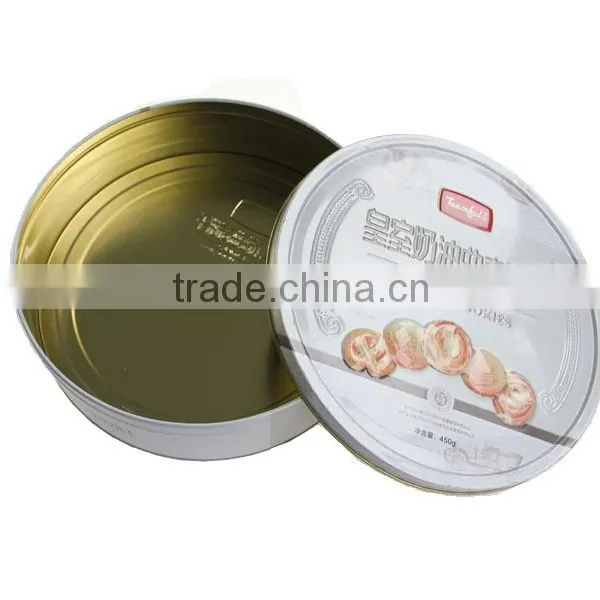 Embossing Empty Custom Gift Box Round Cookies Tin photo-4